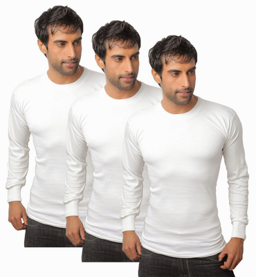 

Nitlon Solid Men's Round Neck White T-Shirt(Pack of 3)