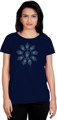 

Tantra Graphic Print Women's Round Neck Dark Blue T-Shirt, Navy blue