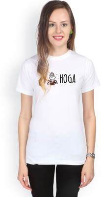 

Campus Sutra Printed Women' Round Neck White T-Shirt
