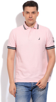 

Nautica Solid Men's Polo Neck Pink T-Shirt