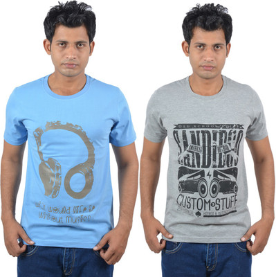

Josh Button Solid Men' Round Neck Blue T-Shirt(Pack of 2, Blue;grey