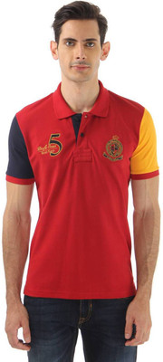 

Monte Carlo Solid Men's Polo Neck Red, Yellow T-Shirt