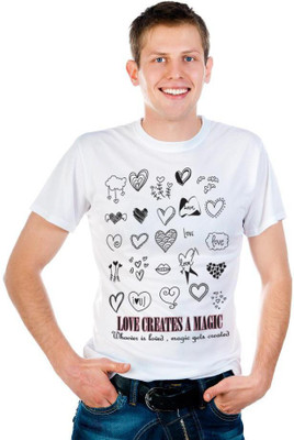 

6th Cross Graphic Print Men's Round Neck White T-Shirt
