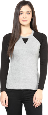 

Hypernation Solid Women's Round Neck Grey, Black T-Shirt, Black;grey
