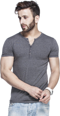 

Tinted Solid Men's Henley Grey T-Shirt, Anthera