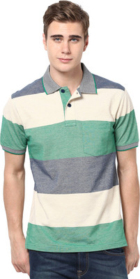

Mudo Striped Men's Mandarin Collar Multicolor T-Shirt, Multi