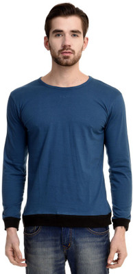 

Mi Moda Solid Men's Round Neck Light Blue, Black T-Shirt, Peacock blue