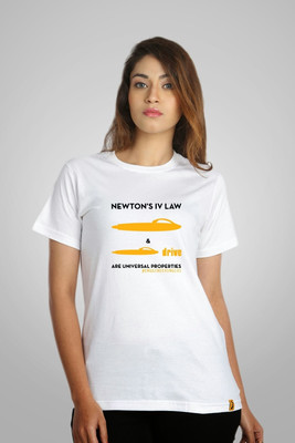 

Campus Sutra Printed Women's Round Neck White T-Shirt