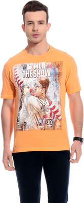 

TAB91 Printed Men's Round Neck Orange T-Shirt