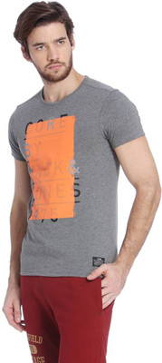 

Jack & Jones Graphic Print Men's Round Neck Grey T-Shirt, Grey melange