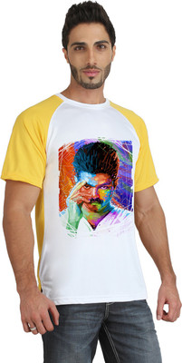 

Trionic Printed Men's Round Neck Yellow, White T-Shirt, Canary yellow
