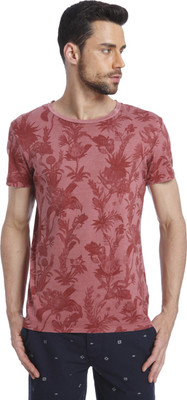 

Jack & Jones Printed Men's Round Neck Maroon T-Shirt, Rosewood