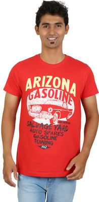 

Red Line Graphic Print Men's Round Neck Red T-Shirt