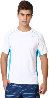 

Puma Solid Men's Round Neck White T-Shirt, White-atomic blue