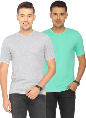 

Campus Sutra Solid Men Round Neck Grey, Green T-Shirt(Pack of 2)