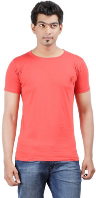 

East West Solid Men's Round Neck Red T-Shirt