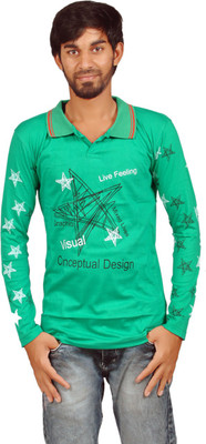 

Harsha Printed Men's Polo Neck Light Green T-Shirt