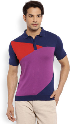 

ColorPlus Solid Men' Polo Neck Blue T-Shirt