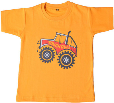 BRITISH TERMINAL Boys Printed Slim T Shirt(Yellow, Pack of 1)