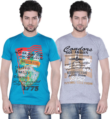

Zebu Printed Men's Round Neck Multicolor T-Shirt(Pack of 2)