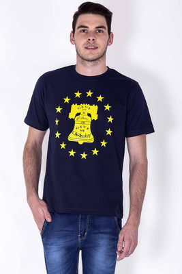 

Sera Printed Men's Round Neck Blue T-Shirt, Navy