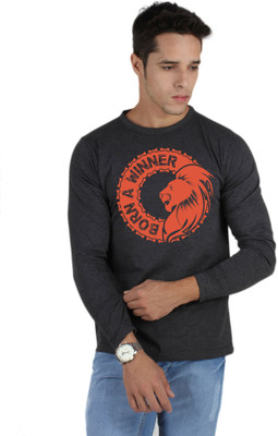 

SayItLoud Graphic Print Men's Round Neck Grey, Orange T-Shirt