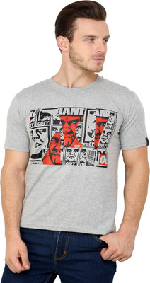 

Espresso Printed Men' Round Neck Grey T-Shirt, Grey melange
