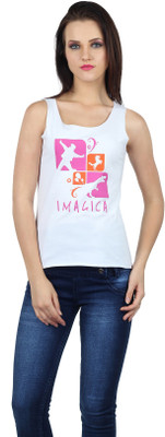 Imagica Printed Women's Round Neck White T-Shirt available at flipkart for Rs.280