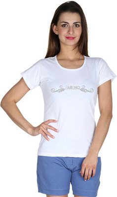 

Faireno Printed Women' Round Neck White T-Shirt