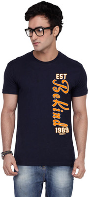 

Inkovy Graphic Print Men's Round Neck Dark Blue T-Shirt, Navy