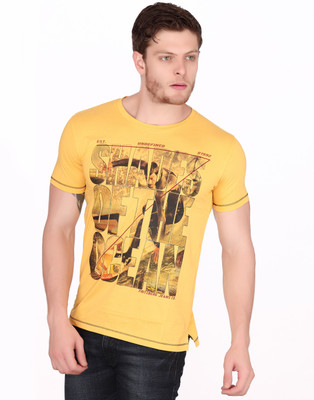 

Fritzberg Printed Men's Round Neck Yellow T-Shirt