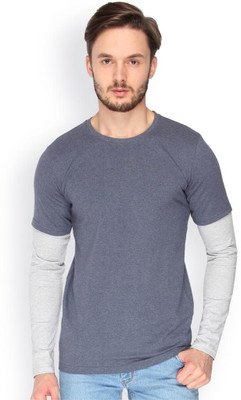 

Campus Sutra Solid Men Round Neck Grey T-Shirt, Blue melange
