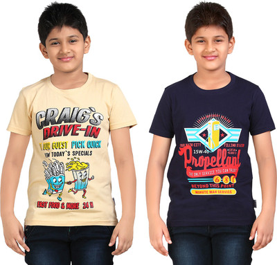 

FabTag - Dongli Boys Printed T Shirt(Dark Blue, Pack of 2, Combo color