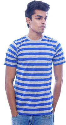 

Urban Flux Striped Men' Round Neck Grey, Blue T-Shirt, Blue;grey