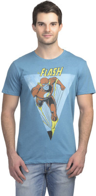 

DC Comics Printed Men's Round Neck Blue T-Shirt, Dc comics blue moon melange