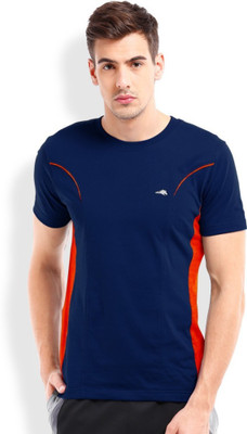 

2Go Solid Men Round Neck Dark Blue T-Shirt, Navy/red