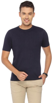 

Campus Sutra Solid Men Round Neck Dark Blue T-Shirt