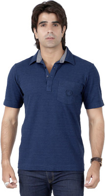 

Valeta Solid Men's Polo Neck Blue T-Shirt, Millange blue