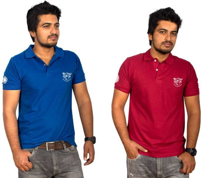 

SayItLoud Printed Men's Polo Neck Multicolor T-Shirt(Pack of 2, Blue;red