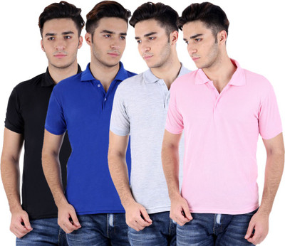 

Sanvi Traders Solid Men Polo Neck Multicolor T-Shirt(Pack of 4