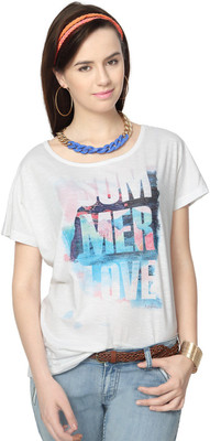 

People Printed Women's Round Neck White T-Shirt