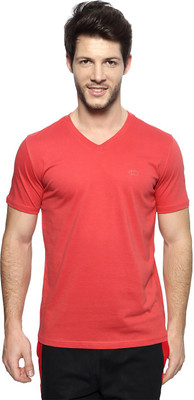 

Ajile by Pantaloons Solid Men's V-neck Red T-Shirt, Mineral red