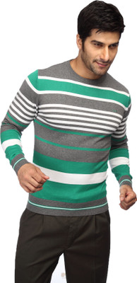 

ColorPlus Striped Men' Round Neck Green T-Shirt