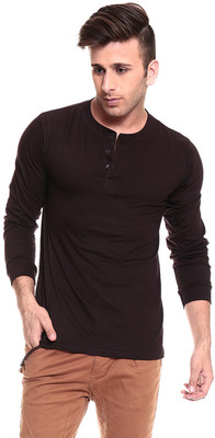 

Izinc Solid Men's Henley Brown T-Shirt
