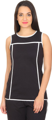 

Rute Solid Women's Round Neck Black, White T-Shirt