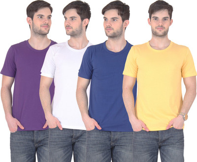 

FnMe Solid Men' Round Neck Multicolor T-Shirt(Pack of 4, Blue;purple;white;yellow
