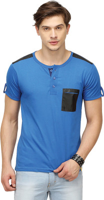 

Campus Sutra Solid Men Henley Dark Blue T-Shirt, Royal blue