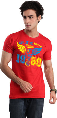 

Inkovy Graphic Print Men's Round Neck Red T-Shirt