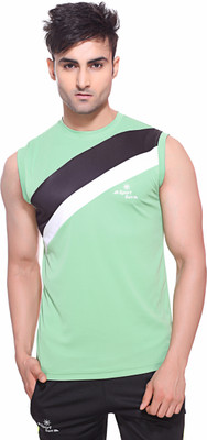 

Sport Sun Self Design Men' Round Neck Green T-Shirt