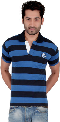 

Awack Striped Men's Polo Neck Dark Blue, Blue T-Shirt, Ink blue